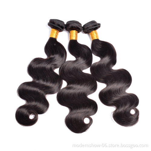 100 Unprocessed 3 Bundles Hair With Lace Closure Body Wave Weave Virgin Brazilian Hair